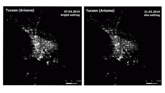 Різницю у налаштуванні вуличних ліхтарів Тусона можна виміряти з космосу