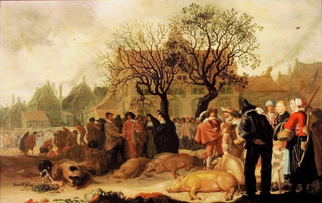 Сібрант Ван Біст. Тваринний ринок (торгівля свиньми), 1630 р.